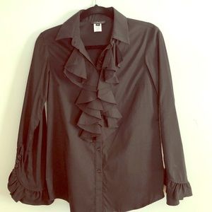 Black ruffle blouse